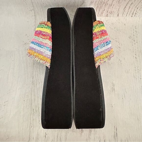 Jessica Simpson rainbow sparkle glitter trivia platform sandal Sz 8 - Picture 6 of 7